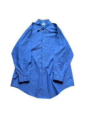 Brooks Brothers Mens Size 16.5-32 Blue Slim Fit Non-Iron The Original Polo Shirt
